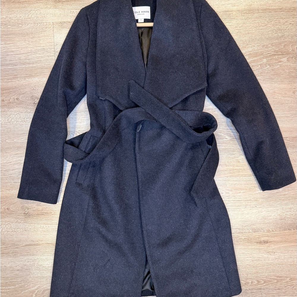 Cole Haan Signature Black Wool Coat